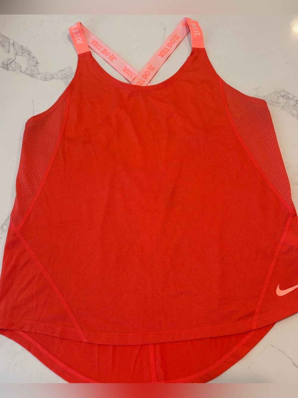 Nike Coral-Red Athletic Tank with Pink Straps Size Medium